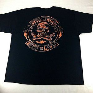 Born To Ride Ride To Live T Shirt Black Size 2XL